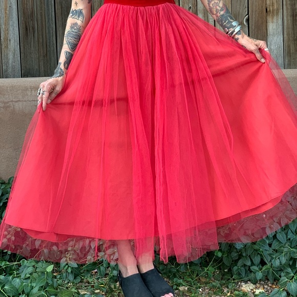 Vintage 1950s Bombshell Red Velvet Party Dress S/M - Picture 7 of 16